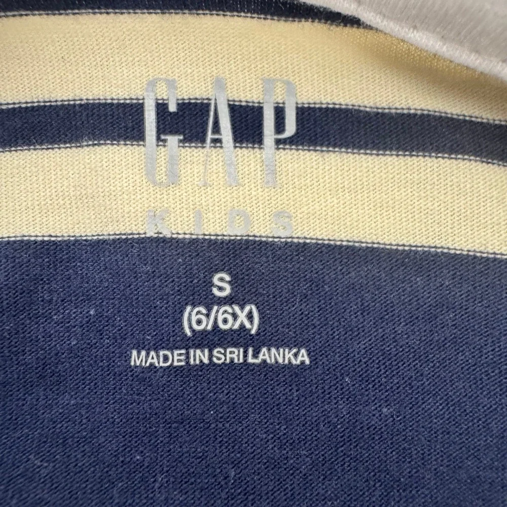 Gap Kids Girls Striped Rugby Dress Navy Cream Long Sleeve Cotton S‎ 6/6X NEW